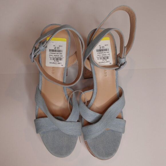 Veronica Beard Lalana Platform ankle Heels Blue Denim Women's Size 10 NEW - Picture 8 of 10